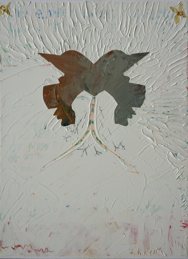 <strong>Krähen im Winter</strong> (2017) | Acryl auf Leinwand | 40 × 30 cm