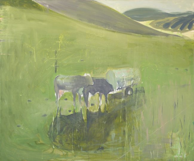 <strong>Kühe</strong> (2024) | Acryl auf Leinwand | 100 × 120 cm
