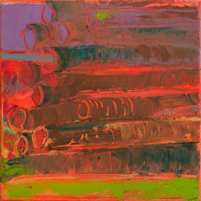 <strong>Abgelegte Bäume II</strong> (2025) | Acryl auf Leinwand | 30 × 30 cm