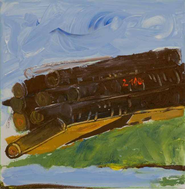 <strong>Abgelegte Bäume I</strong> (2025) | Acryl auf Leinwand | 30 × 30 cm